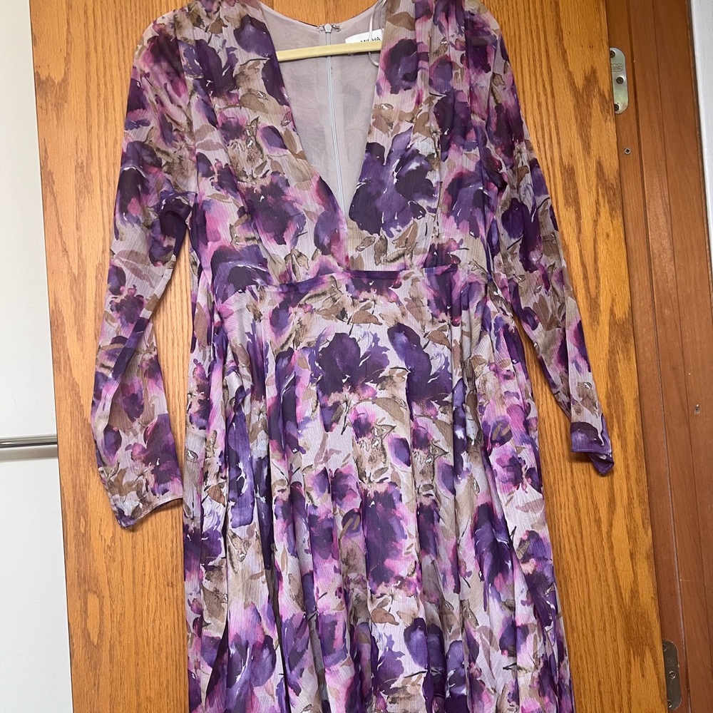 MISHA Purple Floral Long Sleeve Dress